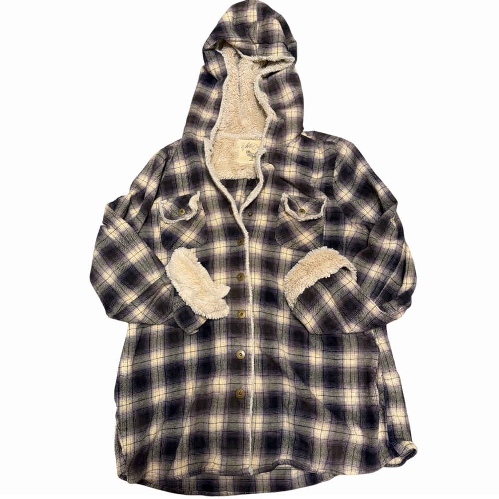 White Crow Sherpa Lined Plaid Hooded Jacket L
